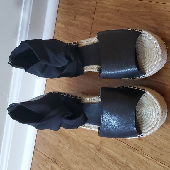 Eileen Fisher Wiley Espadrille Black Wedge Sandal Size 8 - Picture 3 of 13
